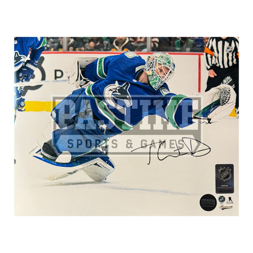 Thatcher Demko Autographed Vancouver Canucks 8x10 Photo (Diving Save) - Pastime Sports & Games