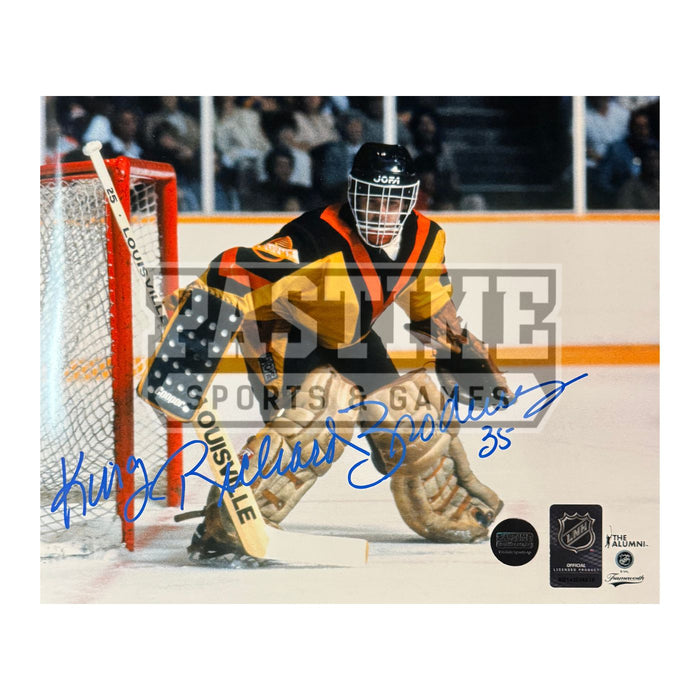 Richard Brodeur Autographed Vancouver Canucks 8x10 Photo (Guarding The Net) - Pastime Sports & Games