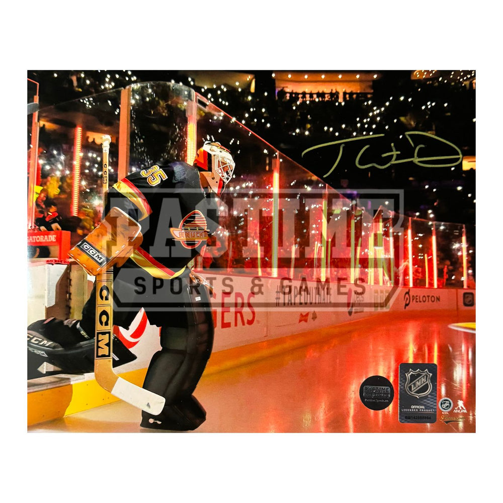 Thatcher Demko Autographed Vancouver Canucks 8x10 Photo (Red Stadium Lights) - Pastime Sports & Games