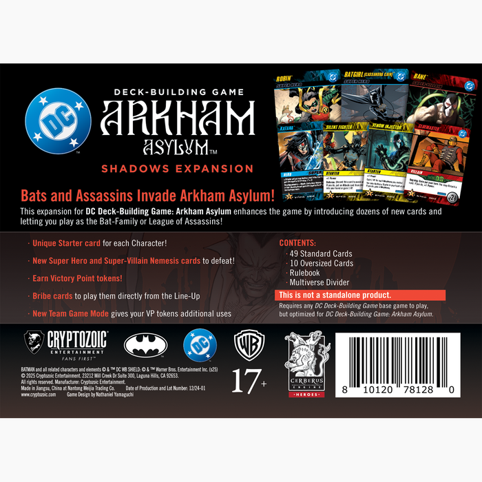 DC Arkham Asylum Deck-Building Game Shadows Expansion - Pastime Sports & Games