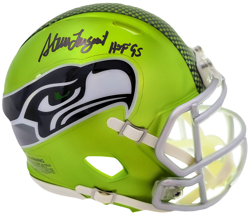 Steve Largent Autographed Seattle Seahawks Flash Green Full Sized Replica Speed Helmet (Inscribed "HOF'95")