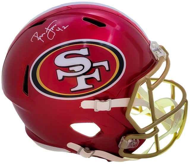 Ronnie Lott Autographed San Francisco 49ers Flash Red Full Size Replica Speed Helmet