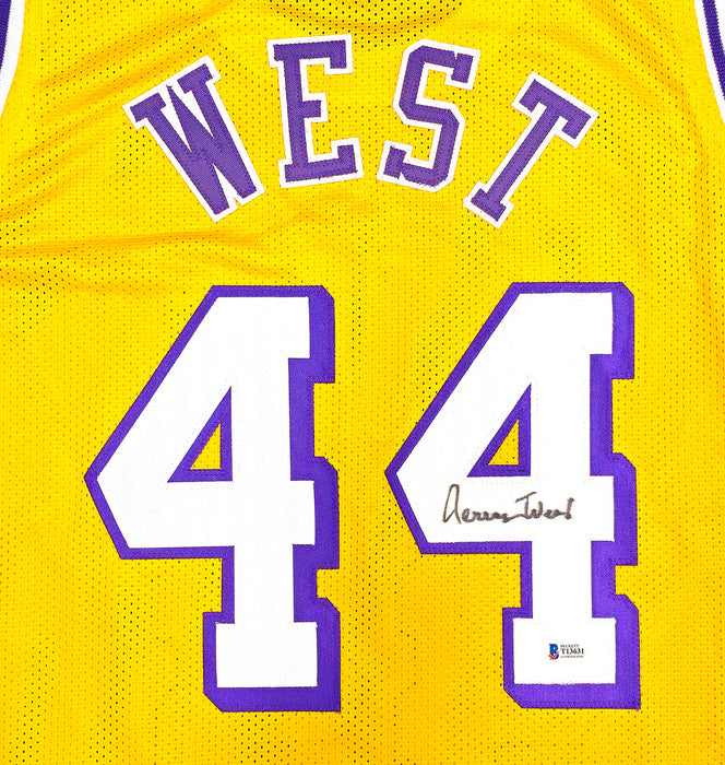 Jerry West Autographed "Hall Of Fame" Custom Yellow Basketball Jersey
