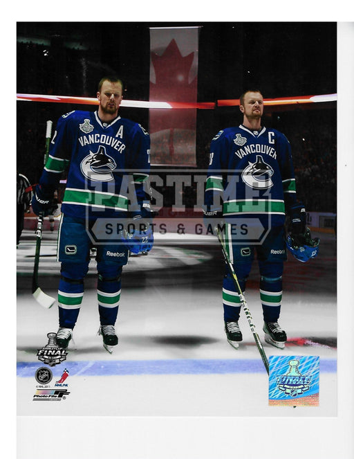 Henrik & Daniel Sedin 8X10 Vancouver Canucks Home Jersey (Singing Canada Anthem) - Pastime Sports & Games