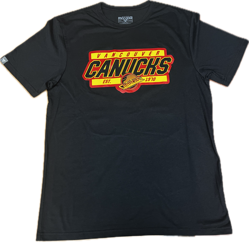 Vancouver Canucks Black Skate Quinn Hughes T-Shirt - Pastime Sports & Games