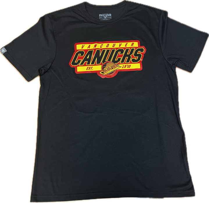 Vancouver Canucks Black Skate Quinn Hughes T-Shirt - Pastime Sports & Games