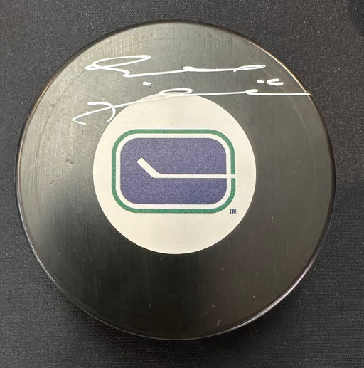 Trevor Linden Autographed Vancouver Canucks Hockey Puck (Small Rink Logo)