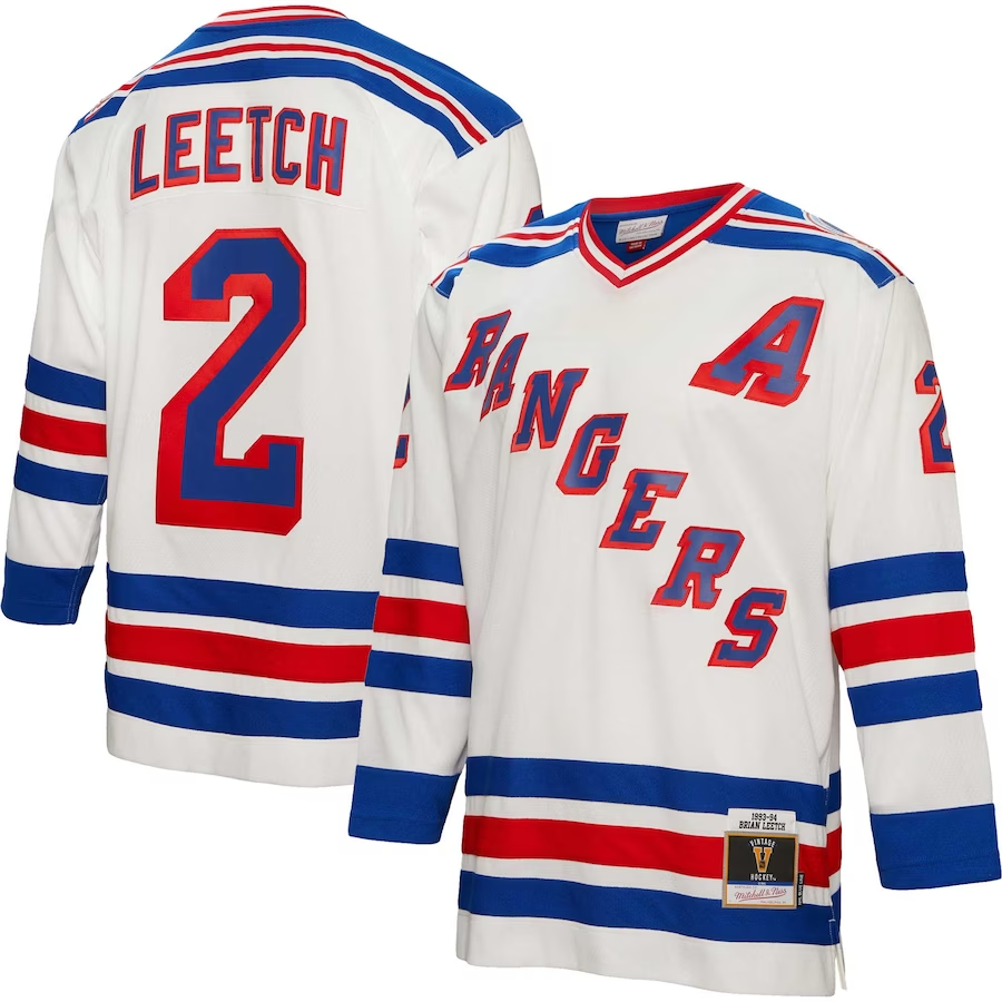 New York Rangers Brian Leetch 1993-94 Mitchell And Ness White Hockey Jersey - Pastime Sports & Games