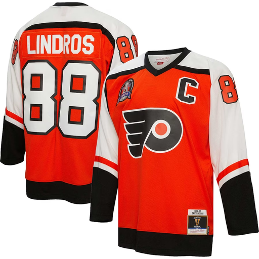 Philadelphia Flyers Eric Lindros 1996-97 Mitchell And Ness Orange Hockey Jersey - Pastime Sports & Games