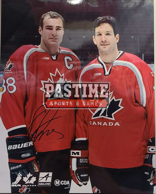 Eric Lindros Autographed 8X10 Team Canada Home Jersey (With Brendan Shanahan) - Pastime Sports & Games