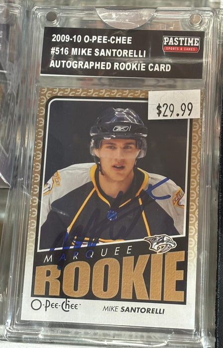 2009-10 O-Pee-Chee #516 Mike Santorelli Autographed Rookie Card Encased In Magpro - Pastime Sports & Games