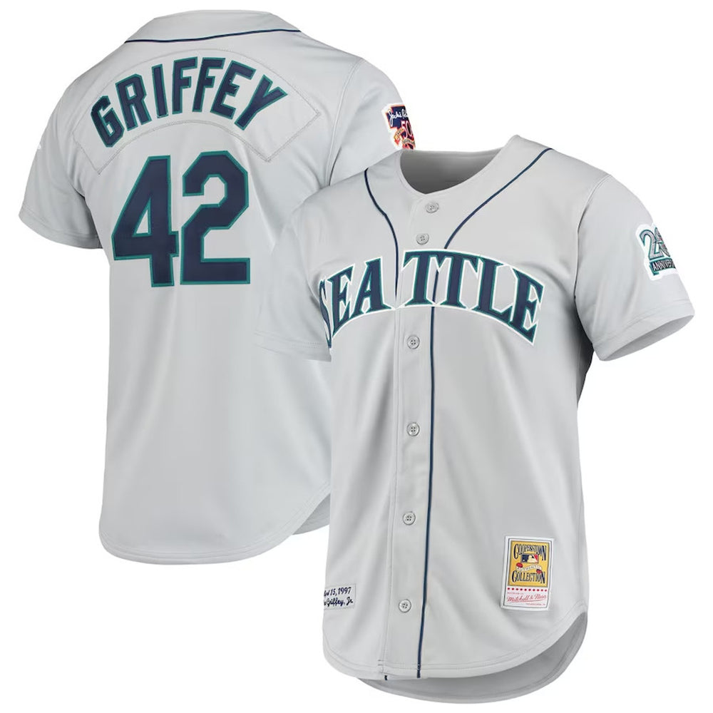 Seattle Mariners Ken Griffey Jr Authentic On Field Grey Baseball Jersey