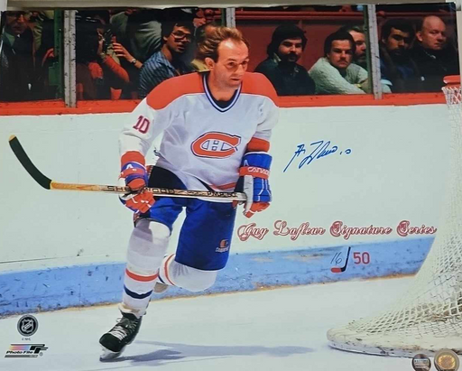Guy Lafleur Autographed Photo Montreal Canadians Away Jersey (Signature Series # out of 50) - Pastime Sports & Games