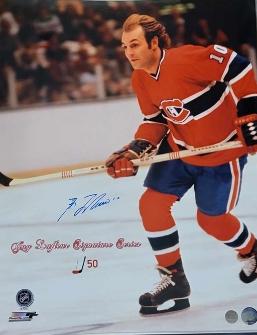 Guy Lafleur Autographed Photo Montreal Canadians Home Jersey Skating (Signature Series # out of 50) - Pastime Sports & Games