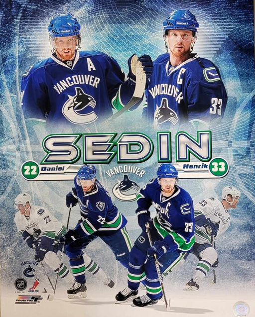 Henrik & Daniel Sedin 16X20 Vancouver Canucks Home Jersey (Special Art) - Pastime Sports & Games