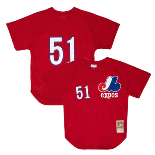 Montreal Expos Randy Johnson Authentic Mitchell Ness Batting Practice Red Baseball Jersey