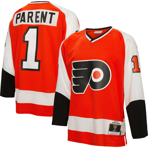 Philadelphia Flyers Bernie Parent 1974-75 Mitchell And Ness Orange Hockey Jersey - Pastime Sports & Games