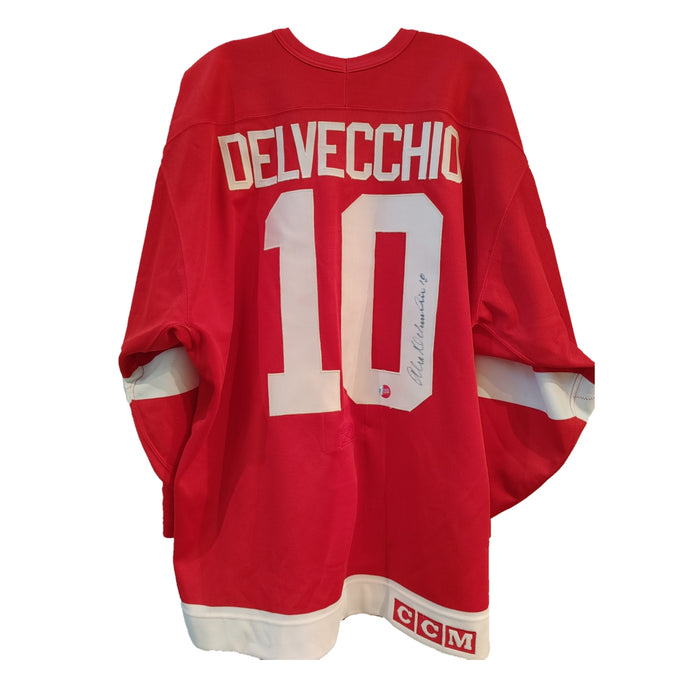 Detroit Red Wings Alex Delvecchio Autographed Authentic CCM Red Hockey Jersey - Pastime Sports & Games