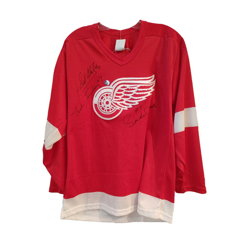 Detroit Red Wings "Production Line" Autographed Red Hockey Jersey - Pastime Sports & Games