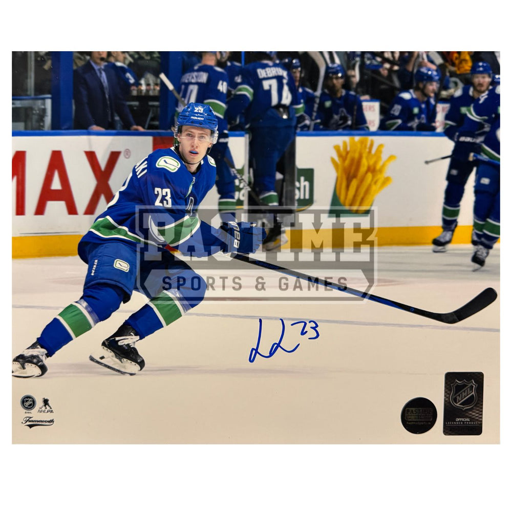 Jonathan Lekkerimaki Autographed Vancouver Canucks Photo (Skating 2) - Pastime Sports & Games