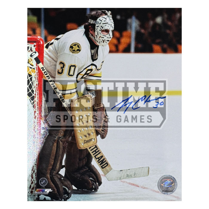Gerry Cheevers Autographed Boston Bruins Photo (In Position) - Pastime Sports & Games