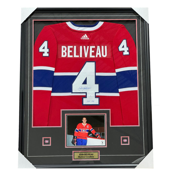 Jean Beliveau Autographed Montreal Canadiens Framed Jersey - Pastime Sports & Games