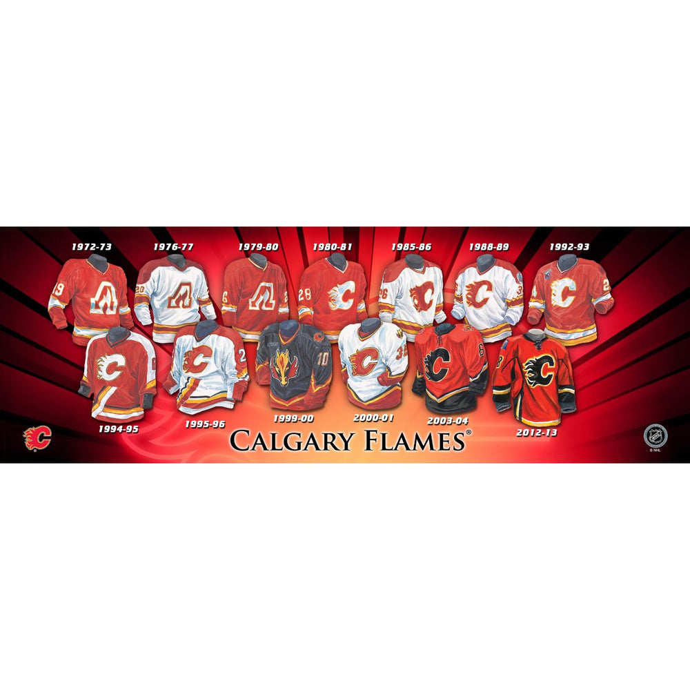 Calgary Flames Evolution Of A Jersey 8x23.5" Plaque