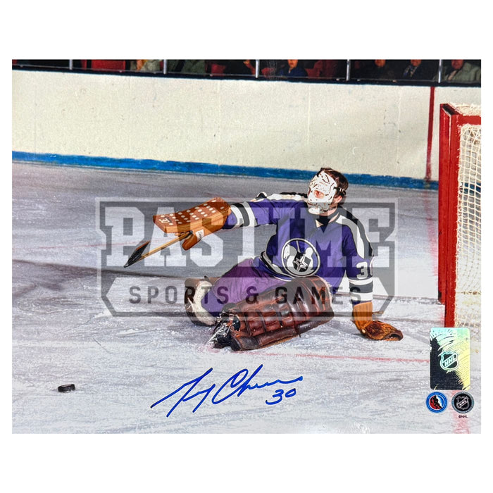 Gerry Cheevers Autographed Cleveland Crusaders Photo (Saving The Shot) - Pastime Sports & Games