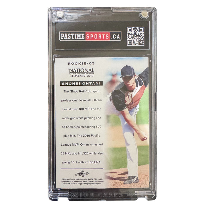 Shohei Ohtani 2018 Leaf National Convention Rookie Card #ROOKIE-05 Encased in Magpro - Pastime Sports & Games