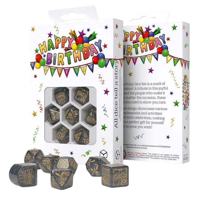 Happy Birthday 7-Piece RPG Dice Set Confetti - Pastime Sports & Games