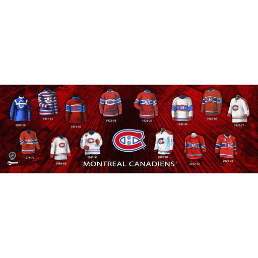 Montreal Canadiens Evolution Of A Jersey 8x23.5" Plaque