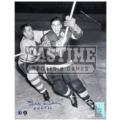 Ted Lindsay Autographed Detroit Red Wings Photo (Stick Up) - Pastime Sports & Games