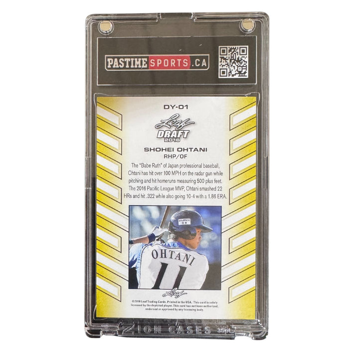 Shohei Ohtani 2018 Leaf Draft Rookie Card #DY-01 Encased in Magpro - Pastime Sports & Games