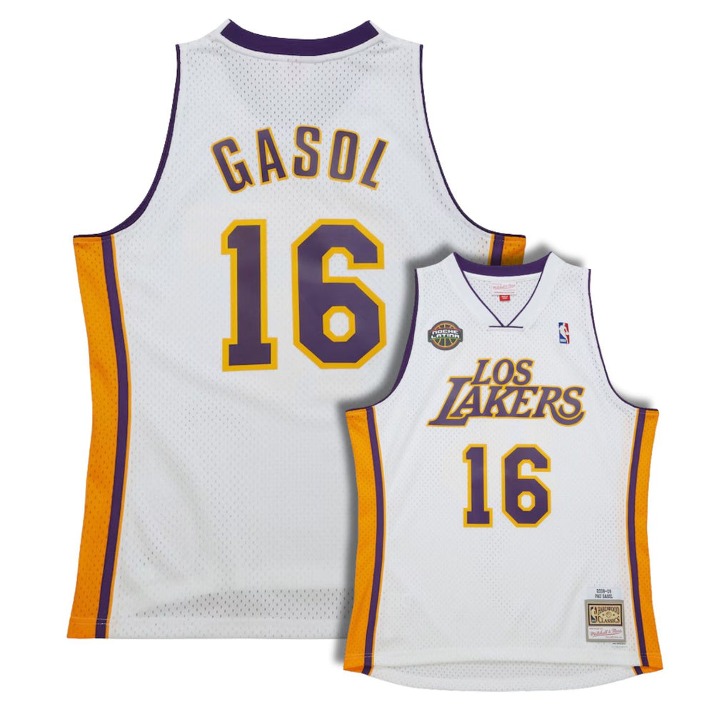 Los Angeles Lakers Pau Gasol White 2008-09 Hardwood Classics Noche Latina Swingman Jersey - Pastime Sports & Games