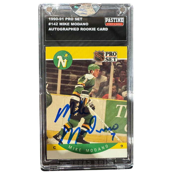 Mike Modano 1990-91 Pro Set Autographed Rookie Card #142 Encased in Magpro - Pastime Sports & Games