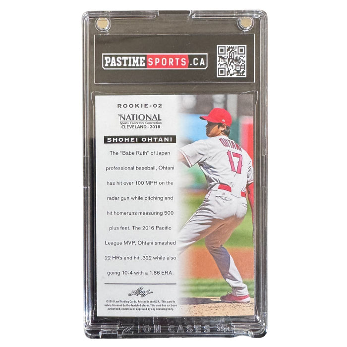 Shohei Ohtani 2018 Leaf National Convention Rookie Card #ROOKIE-02 Encased in Magpro - Pastime Sports & Games