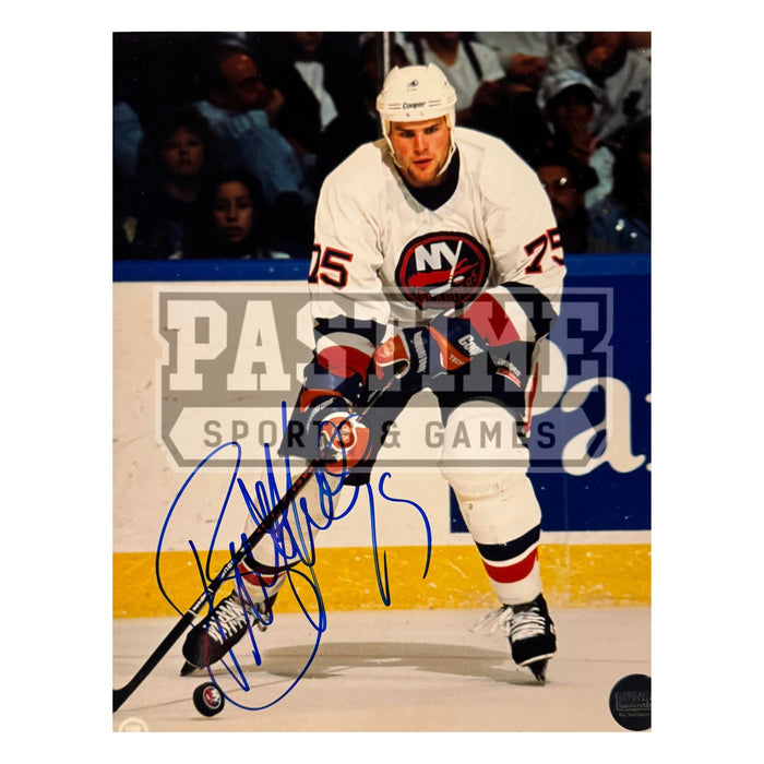 Brett Lindros Autographed New York Islanders Photo (With The Puck) - Pastime Sports & Games