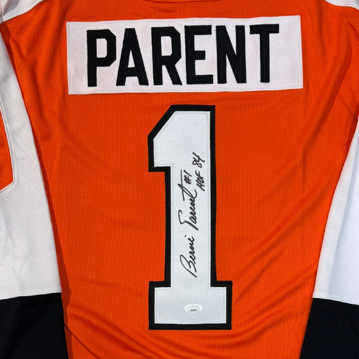 Bernie Parent Autographed Philadelphia Flyers Fanatics Hockey Jersey (Inscribed "#1 HOF84")