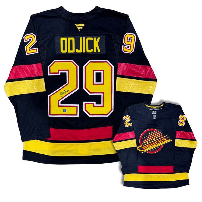 Gino Odjick Autographed Custom Stitched Fanatics Vancouver Canucks Skate Jersey - Pastime Sports & Games