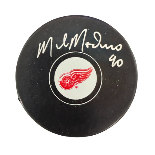 Mike Modano Autographed Detroit Red Wings Hockey Puck (Inglasco Small Logo) - Pastime Sports & Games