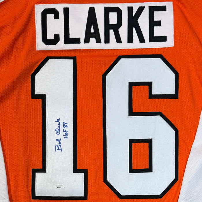 Bobby Clarke Autographed Philadelphia Flyers Fanatics Hockey Jersey (Inscribed "HoF 87")