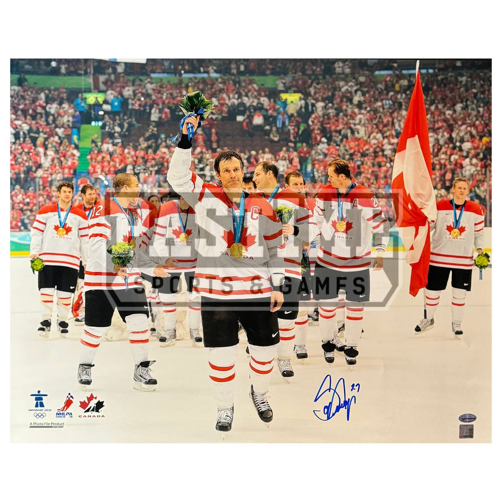 Scott Niedermayer Autographed Team Canada Photo (Holding Flowers) - Pastime Sports & Games
