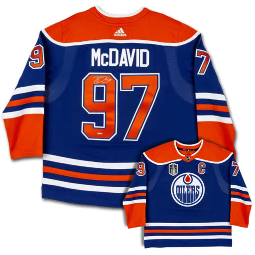 Connor McDavid Autographed 2023/24 Edmonton Oilers Adidas Stanley Cup Final Patch Jersey