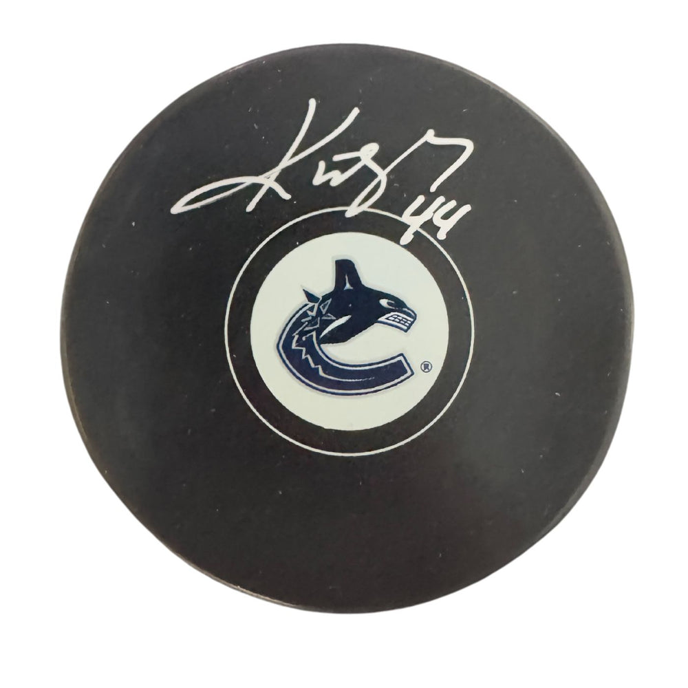 Kiefer Sherwood Autographed Vancouver Canucks Hockey Puck (Small Orca Logo)