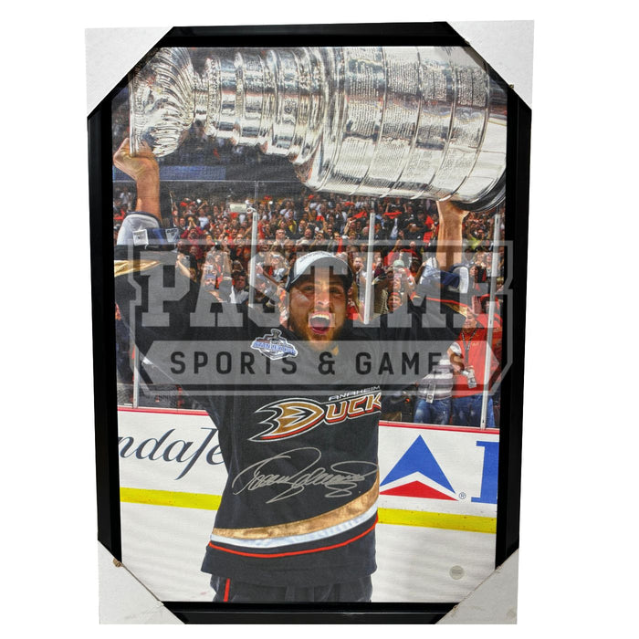 Teemu Selanne Autographed Anaheim Ducks Canvas (Holding The Cup) - Pastime Sports & Games