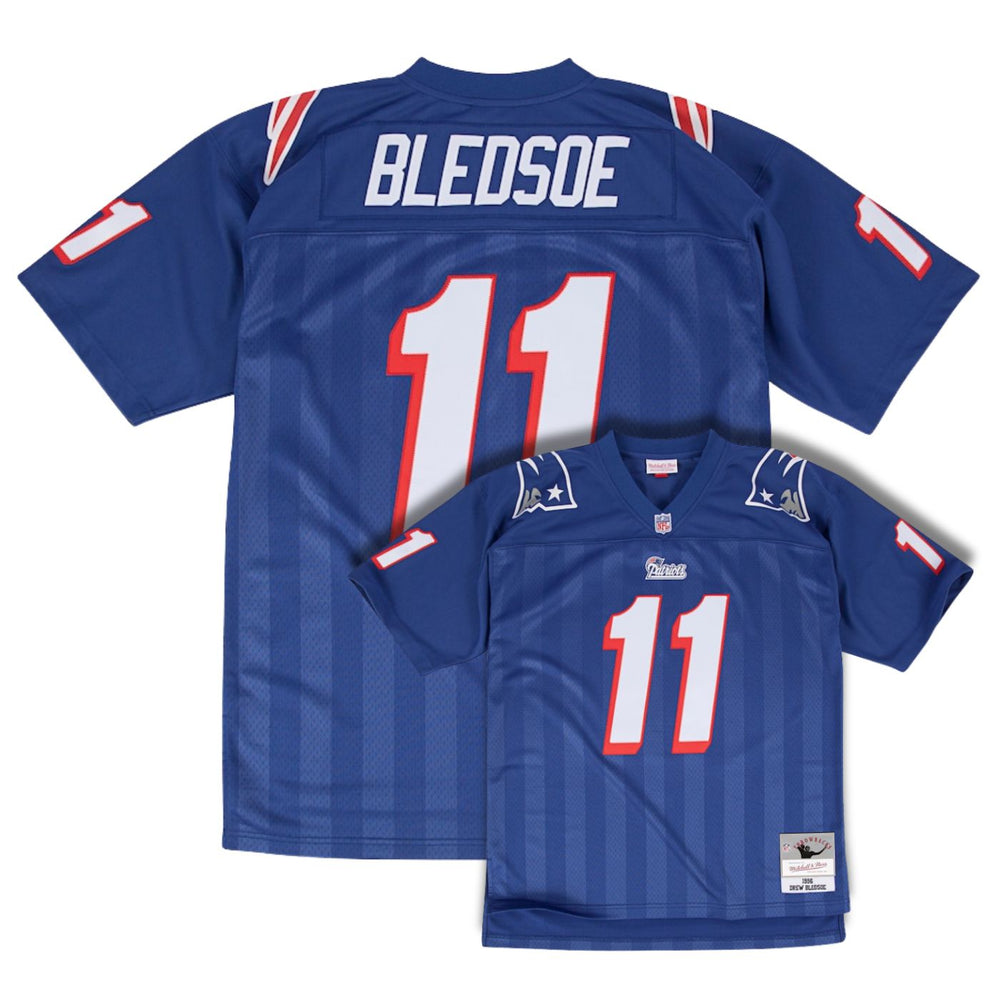 New England Patriots Drew Bledsoe Blue 1996 Throwback Legacy Jersey - Pastime Sports & Games