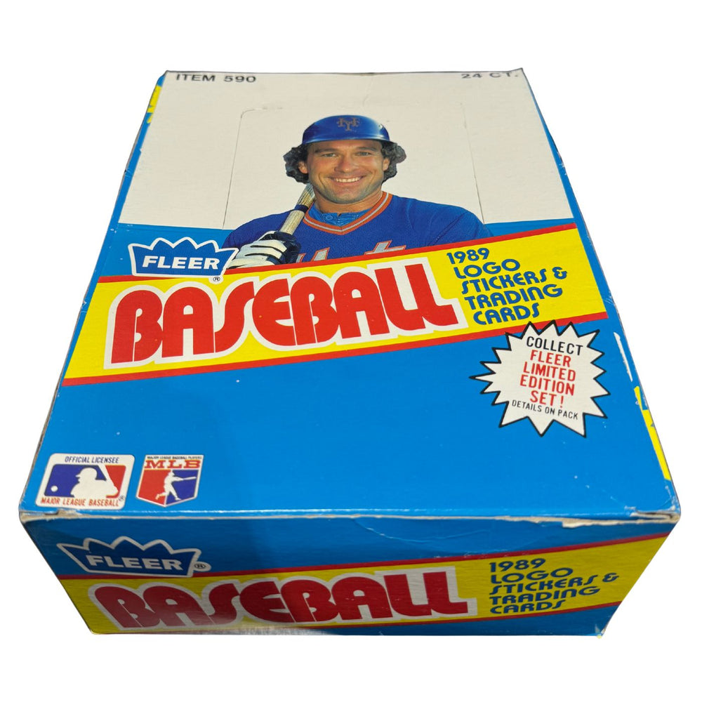 1989 Fleer MLB Baseball Logo Stickers & Trading Cards Rack Box - Pastime Sports & Games