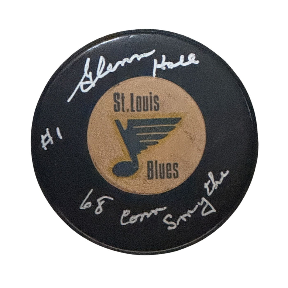 Glenn Hall Autographed St. Louis Blues Hockey Puck (Viceroy Puck) - Pastime Sports & Games