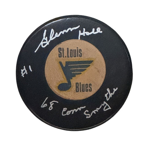 Glenn Hall Autographed St. Louis Blues Hockey Puck (Viceroy Puck) - Pastime Sports & Games