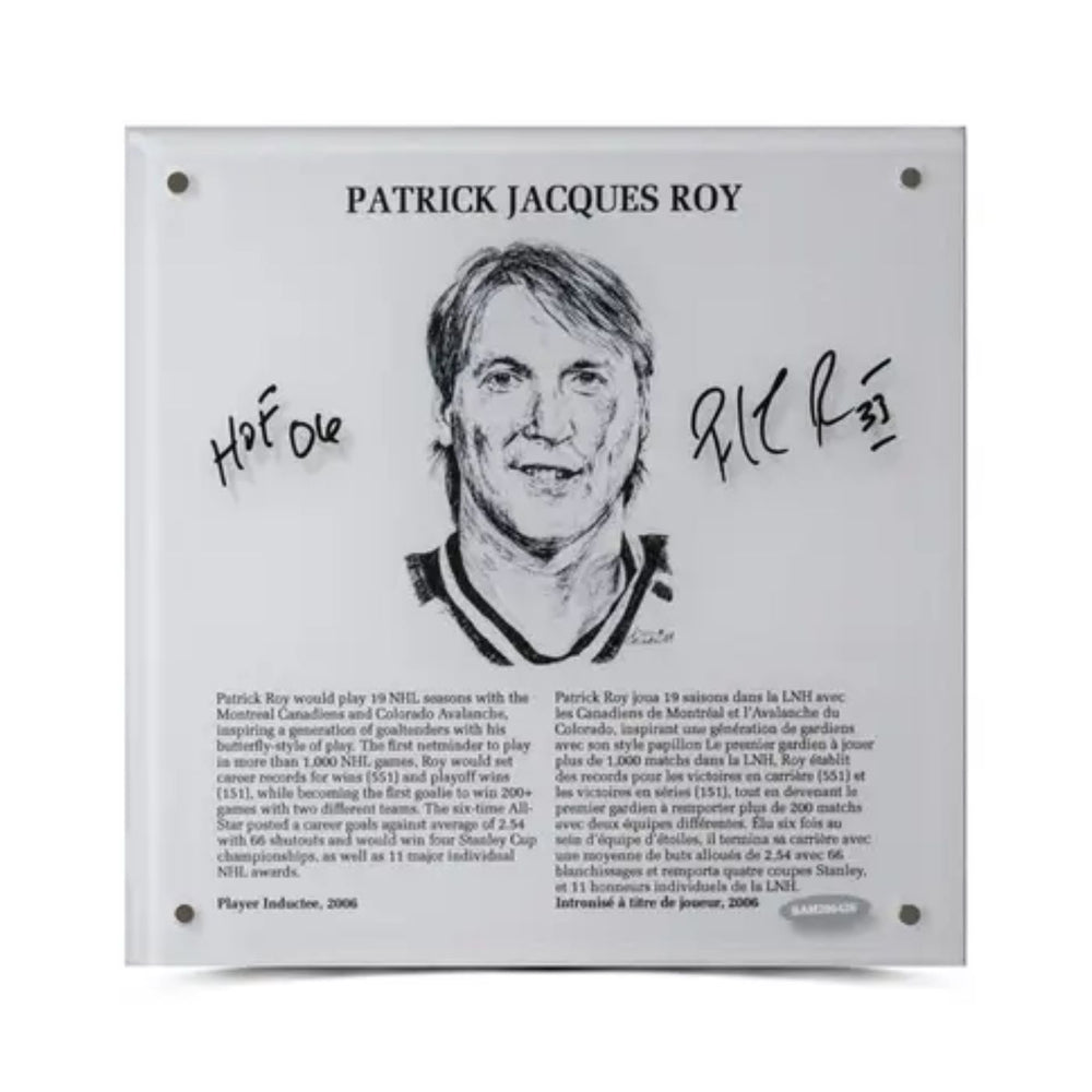 Patrick Roy Autographed 9x9 Legends Plaque - Pastime Sports & Games